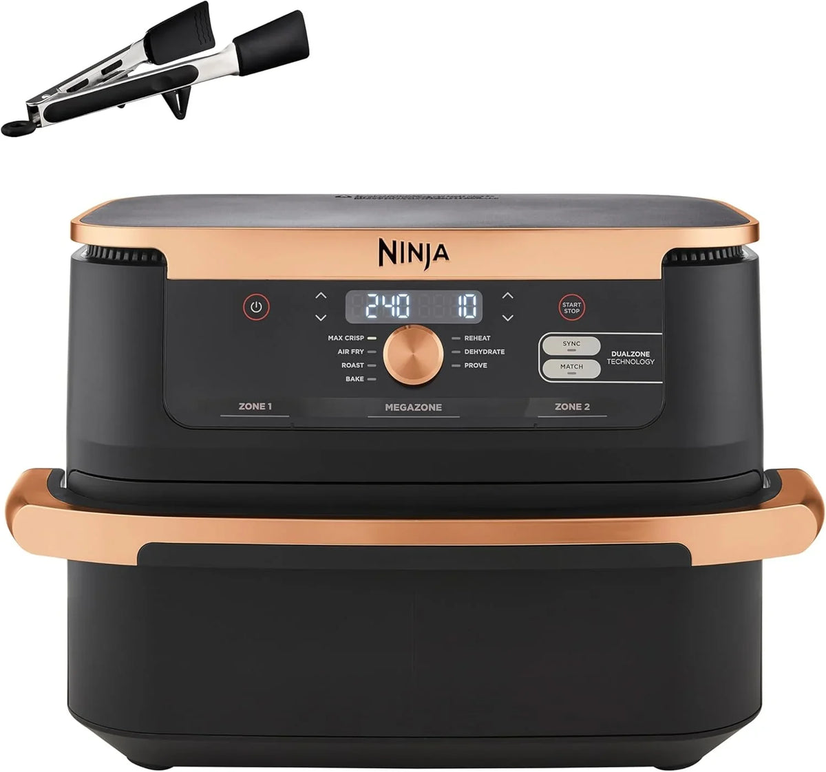 NINJA FlexDrawer air fryer 10.4L, 7-en-1, séparateur, lavable, noir/cuivre AF500EUCP