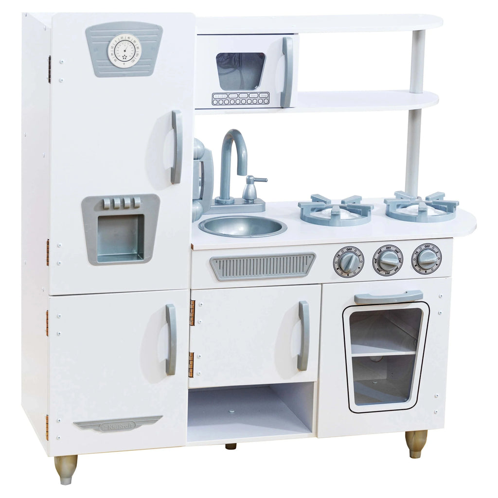 Cocina de Juguete KidKraft Vintage de Madera Blanca con Fabricador de Hielo y Teléfono de Juguete