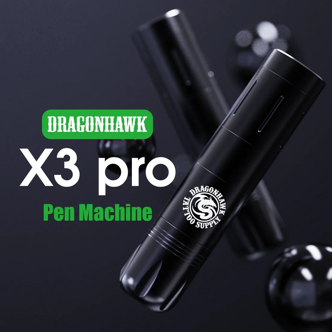 Kit de Máquina de Tatuaje Rotativa Inalámbrica tipo Bolígrafo Dragonhawk X3 PRO con Juego de Cartuchos para Principiantes