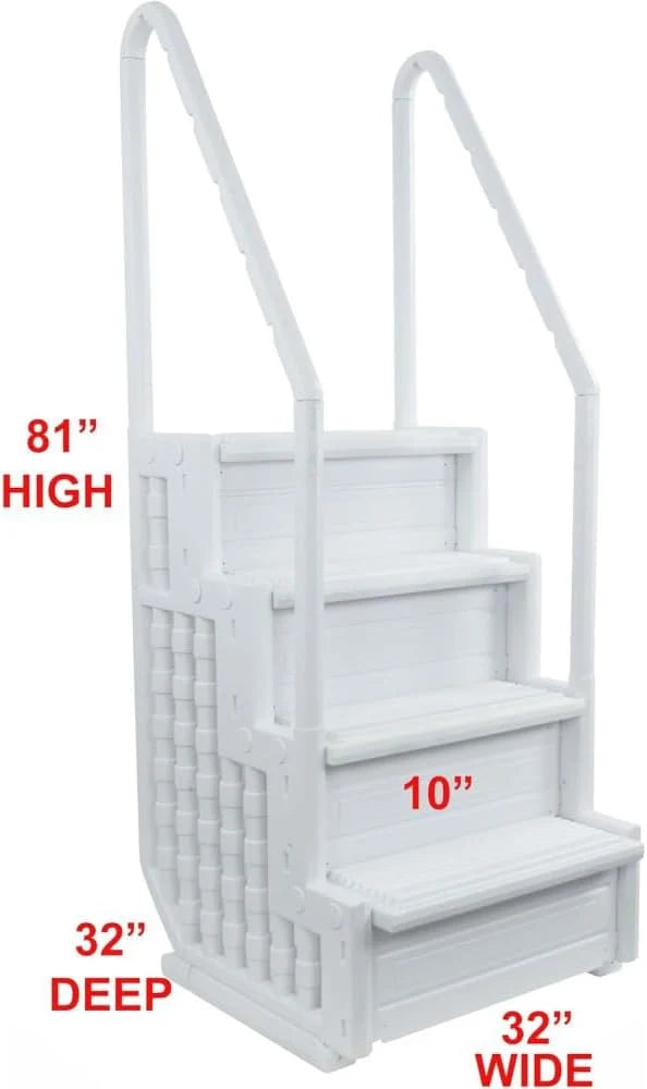 Escalones antideslizantes Aqua Select para piscinas elevadas | Azul | Para piscinas sobre tierra | Se pueden montar en terrazas de 48" a 54" de altura | Escalera de seguridad con capacidad hasta 250 lbs