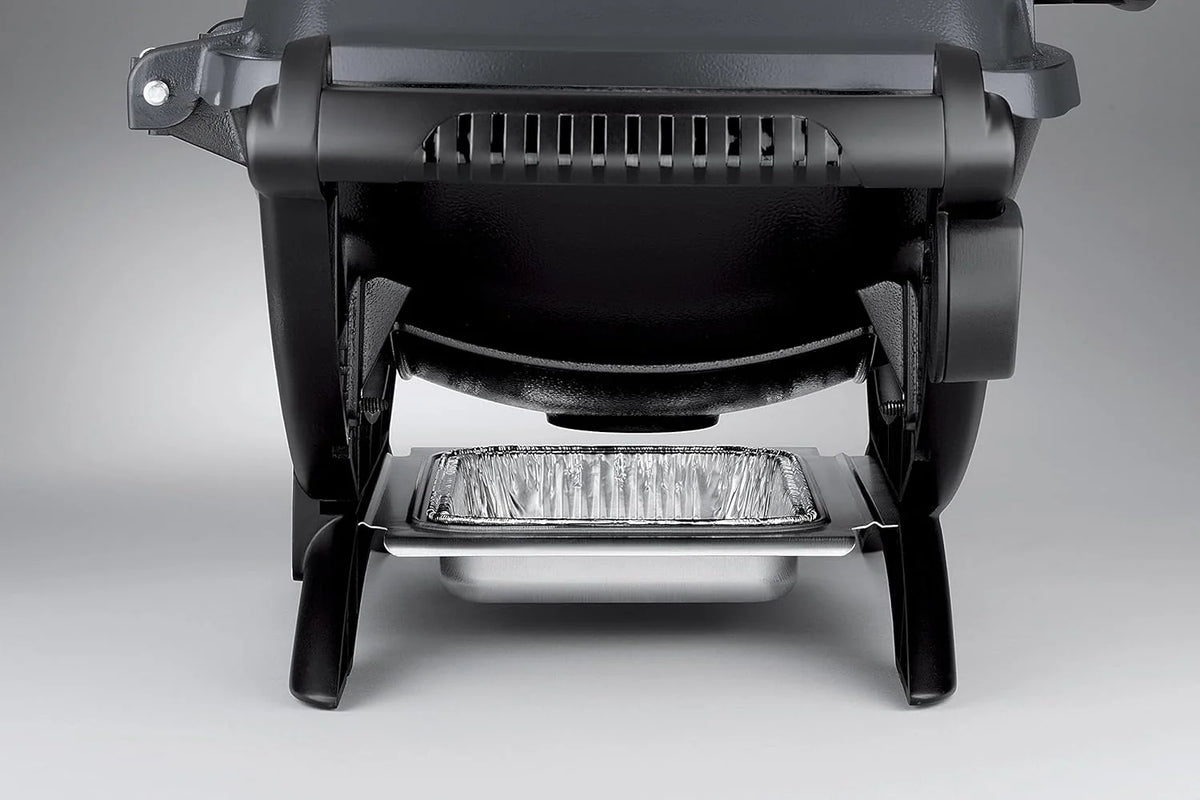 Weber Q1400 Barbecue électrique avec support, surface de cuisson 43 x 32 cm, nomade, grille en fonte émaillée divisée en 2 parties, couvercle et cuve en fonte d'aluminium - Gris foncé (52020853)