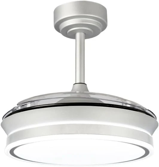 wonderlamp – Ventilador de Techo con Luz LED Pearl Mini, Aspas Retráctiles, Motor DC Muy Silencioso, 3 Temperaturas de Color Regulables, 46W, Blanco