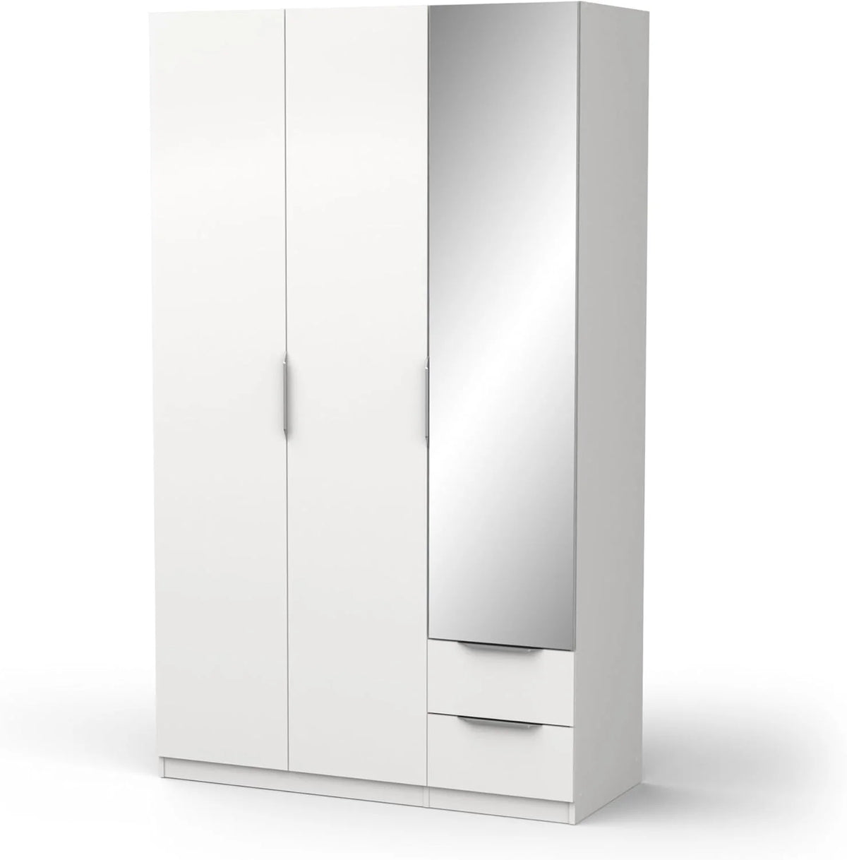 Armoire dressing blanc mat avec miroir 3 portes 120 x 50 x 200 cm