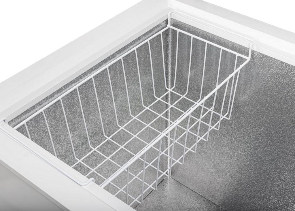 Congélateur coffre professionnel METRO GHF2700S, acier, 188 x 73,5 x 94,5 cm, 700 L, 125 W, 3 paniers, éclairage LED, avec serrure, blanc/gris