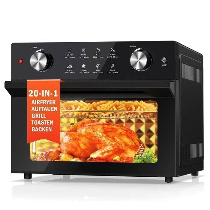 Mini four professionnel - Four a air, 30L/21 Programmes/30-230℃,  Lumière intégrée, Cavité et plateaux en acier inoxydable