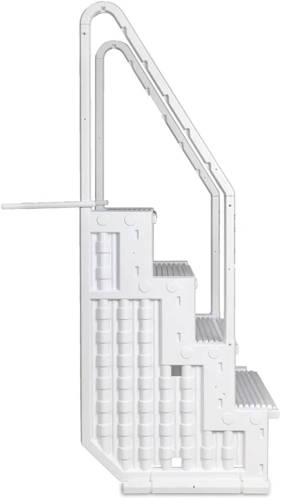 Escalones antideslizantes Aqua Select para piscinas elevadas | Azul | Para piscinas sobre tierra | Se pueden montar en terrazas de 48" a 54" de altura | Escalera de seguridad con capacidad hasta 250 lbs