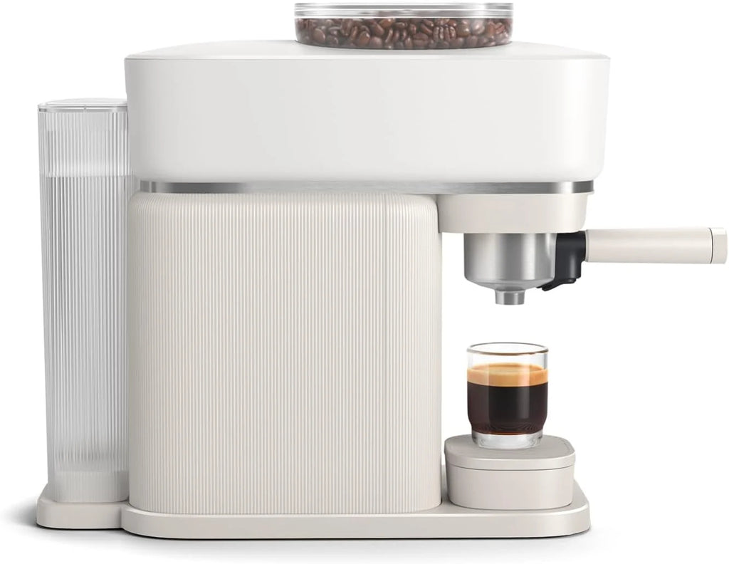 Philips Baristina Machine à expresso - Un véritable expresso, en toute simplicité - Compacte - 16 bars de pression - Broyeur intégré - Machine blanche avec porte-filtre blanc (BAR300/00)