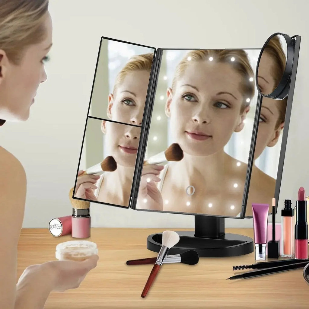 Espejo de Maquillaje con Luz – Espejo Inteligente de Tocador con Luces y Aumento 10X