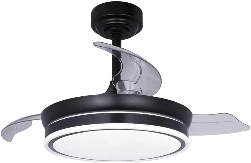 wonderlamp – Ventilador de Techo con Luz LED Pearl Mini, Aspas Retráctiles, Motor DC Muy Silencioso, 3 Temperaturas de Color Regulables, 46W, Blanco