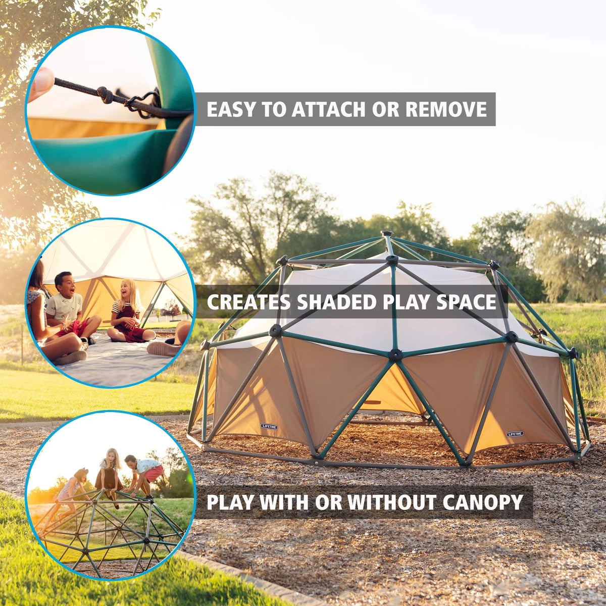 Lifetime Cúpula para Escalar al Aire Libre para Niños, 5 pies de Alto x 10 pies de Ancho con Dosel, Verde y Marrón (90612)