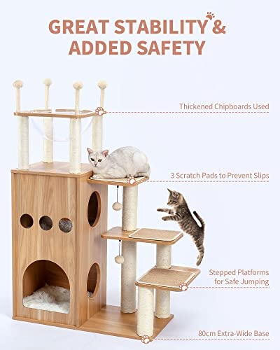 Made4Pets Árbol para Gatos Moderno con Rascadores Totalmente Cubiertos de Sisal