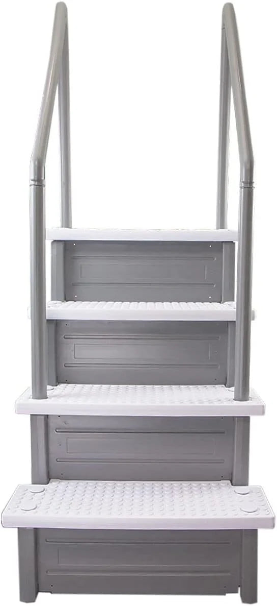 Escalones antideslizantes Aqua Select para piscinas elevadas | Azul | Para piscinas sobre tierra | Se pueden montar en terrazas de 48" a 54" de altura | Escalera de seguridad con capacidad hasta 250 lbs