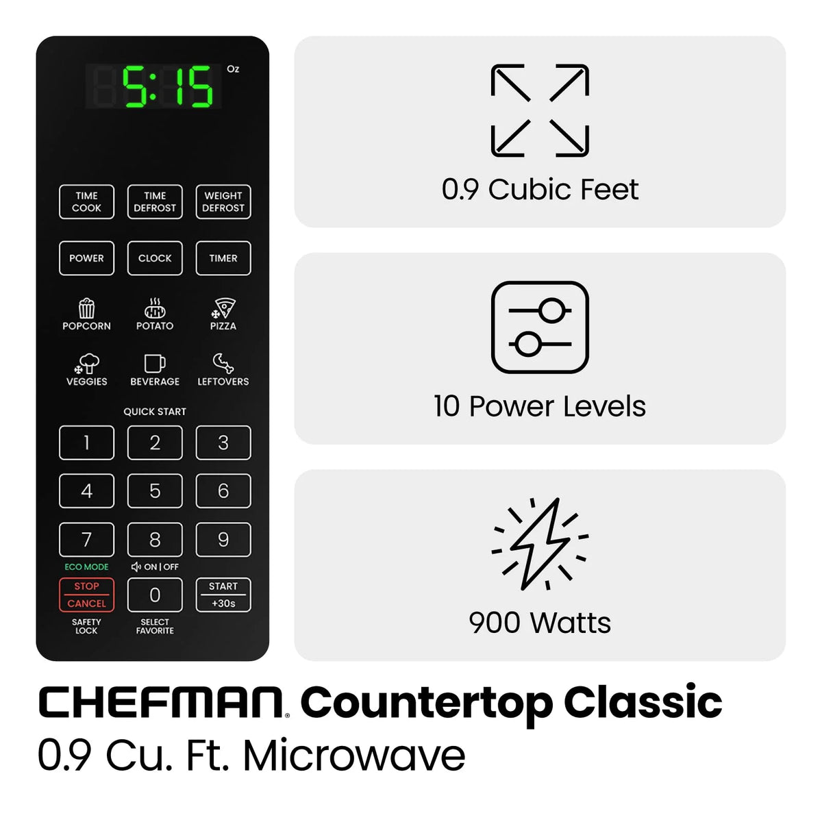 Chefman Microondas de Encimera Stainless Essentials