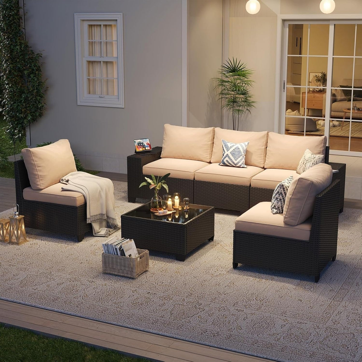 Outdoor Patio Furniture Sets with 4in Thicken Cushion