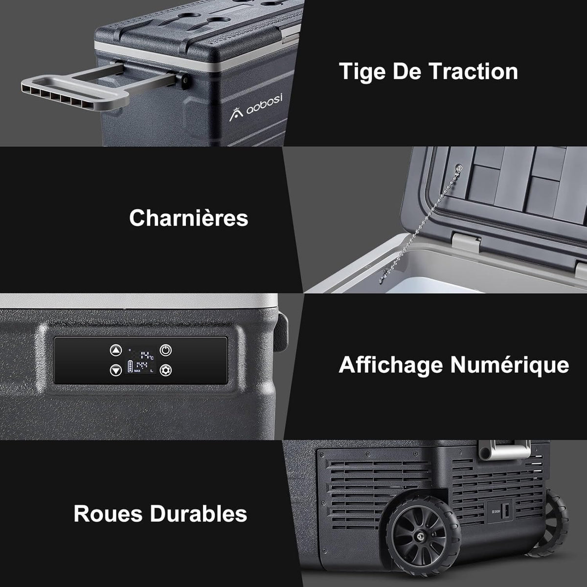 45L Glacière à Compresseur,Glaciere Électrique -20℃ à 20℃,Frigo Camion APP&Bouton Contrôle,12/24V DC et 100-240V AC Glaciere Camping Pour Voiture,Camion,Bateau et Prise De Courant -
