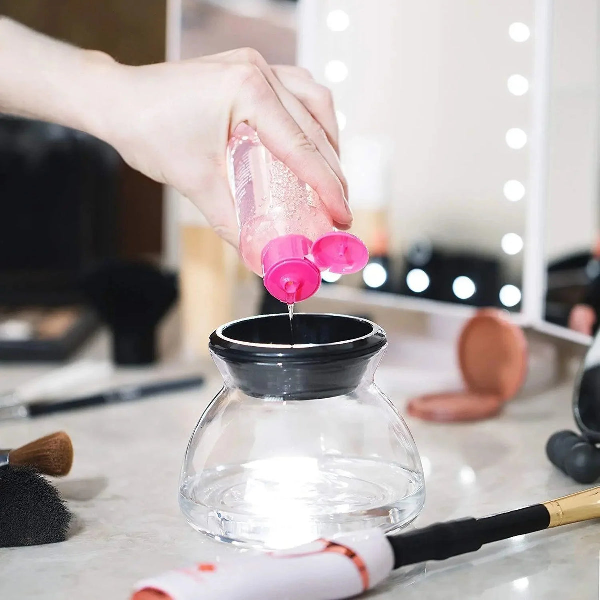 Limpiador de Brochas de Maquillaje Eléctrico con Centrifugado – Wrinse™