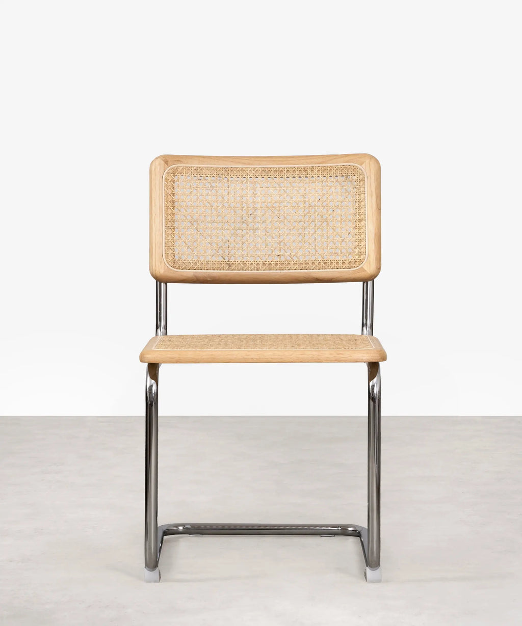 Silla de Comedor de Madera, Ratán y Metal Candy