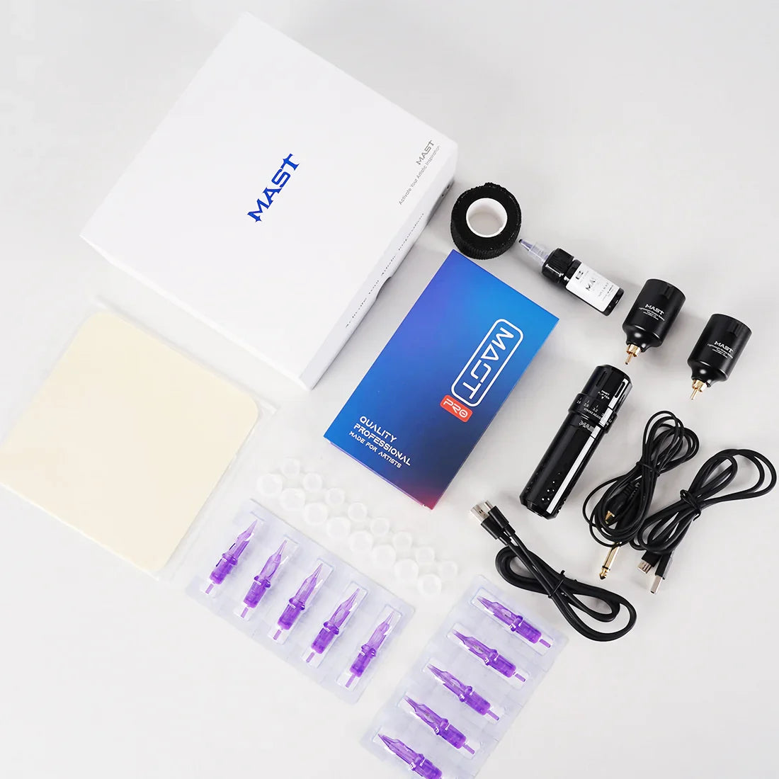 Máquina de Tatuaje Rotativa Mast Flip Tipo Bolígrafo con Kit de Batería Inalámbrica