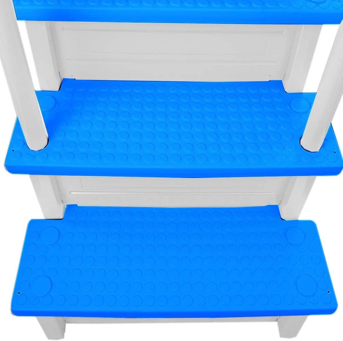 Escalones antideslizantes Aqua Select para piscinas elevadas | Azul | Para piscinas sobre tierra | Se pueden montar en terrazas de 48" a 54" de altura | Escalera de seguridad con capacidad hasta 250 lbs