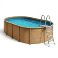Piscine tubulaire ovale bois clair/bleu 468x275x102 cm avec échelle et filtre à cartouche zHKckBA119yj