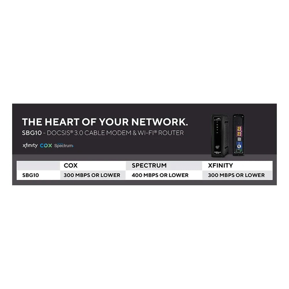 Arris SURFboard SBG10 Módem de Cable DOCSIS 3.0 y Router Wi-Fi de Banda Dual AC1600