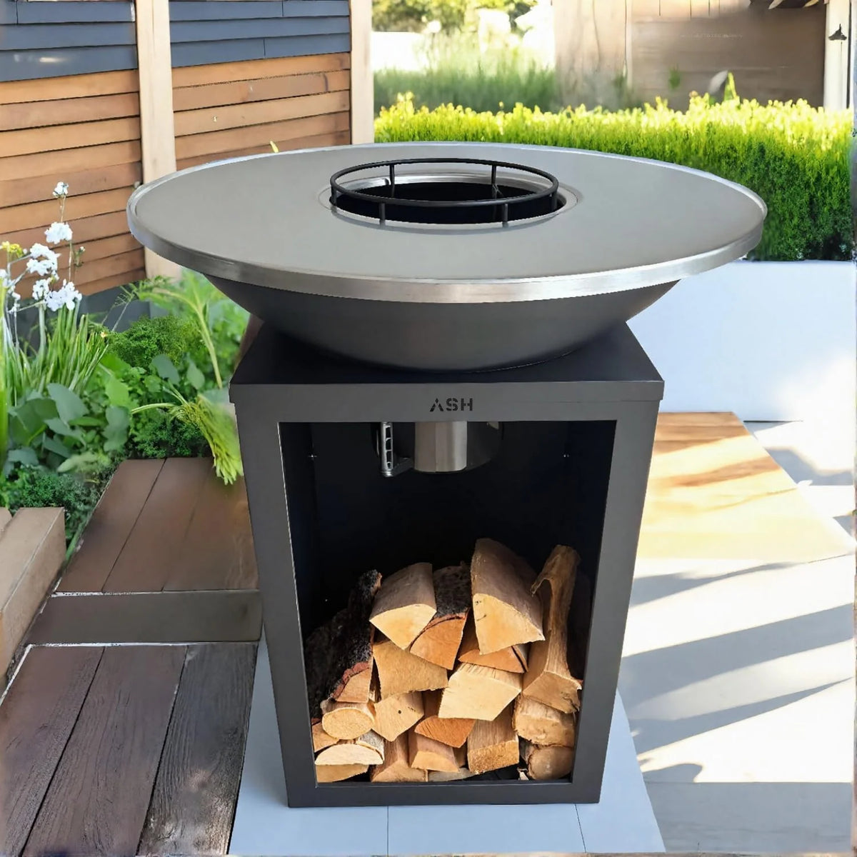 Plancha - BBQ - Brasero - Barbecue - Plaque de cuisson - Outdoor - ASH Solaris - XL - Plancha - Anneau de barbecue Ø 81 cm - Cheminée de jardin - Barbecue - Aspect luxueux - Plaque de cuisson