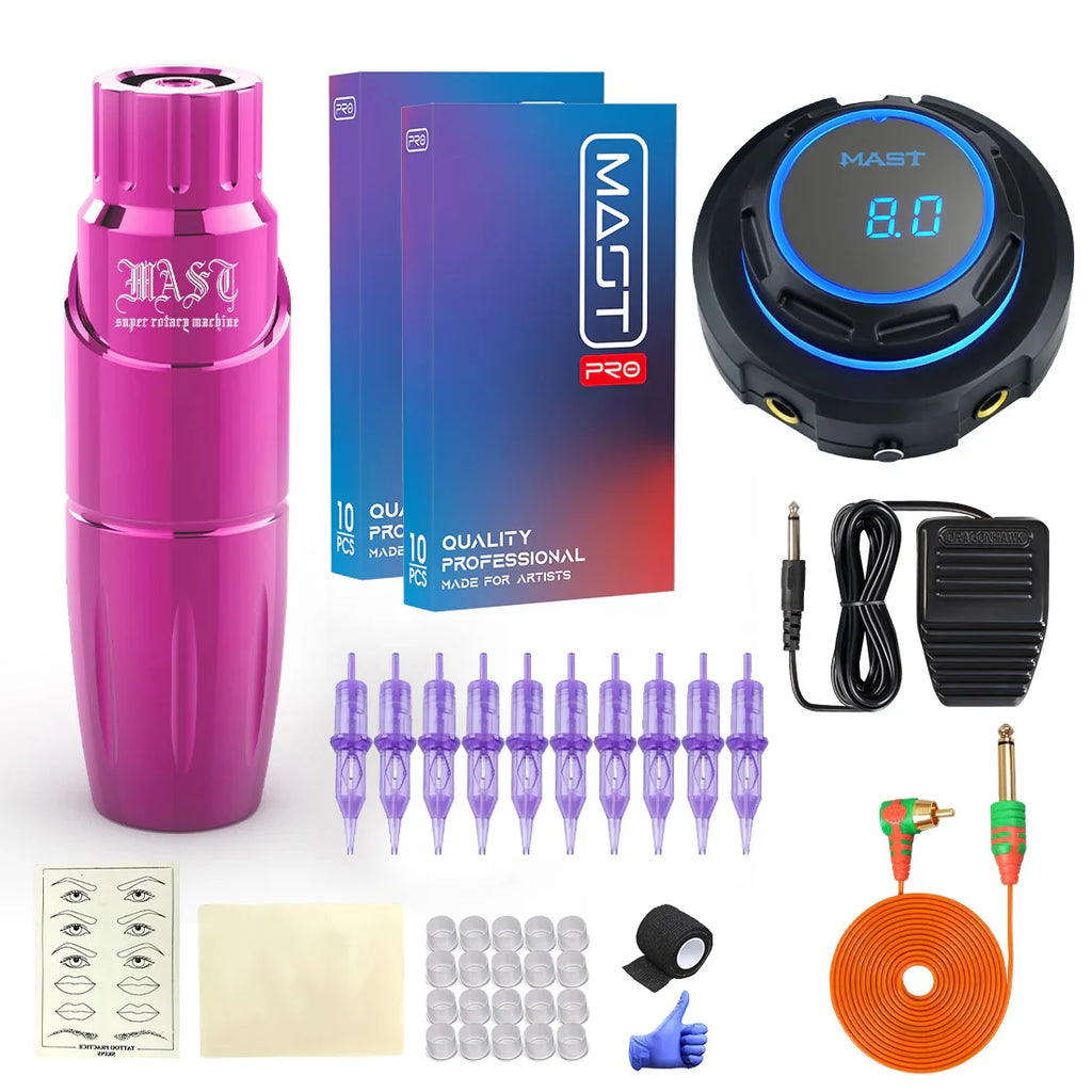 Kit de Máquina de Tatuaje Mast Tour con Máquina Rotativa Tour Pen y Fuente de Alimentación Halo