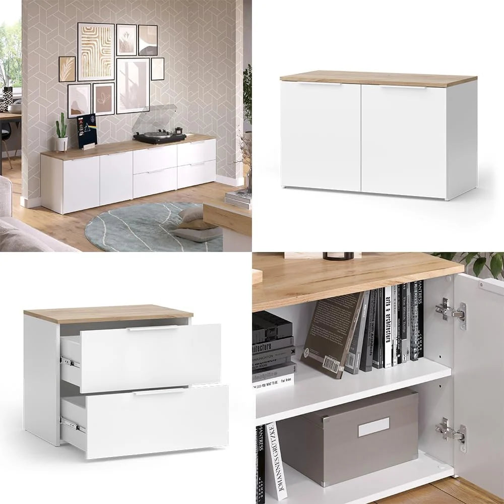 Vicco Meuble-paroi Wido, Blanc/Sonoma, 3 pièces