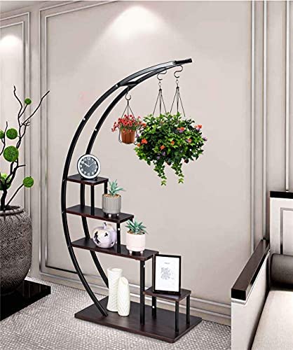 Soporte para Plantas de Metal Creativo con Forma de Media Luna, Estante Escalera para Macetas (Paquete de 2)