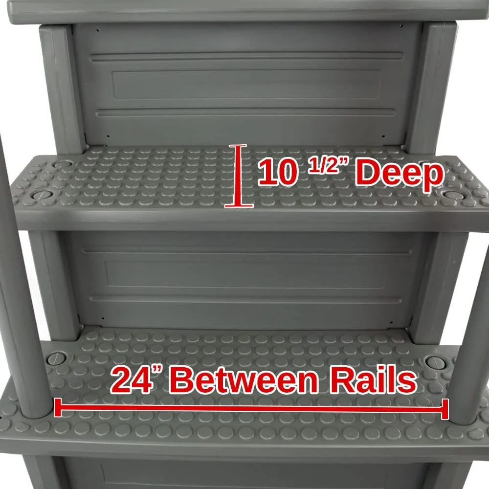 Escalones antideslizantes Aqua Select para piscinas elevadas | Azul | Para piscinas sobre tierra | Se pueden montar en terrazas de 48" a 54" de altura | Escalera de seguridad con capacidad hasta 250 lbs