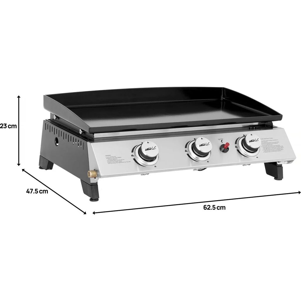 Plancha De Gas 3 Fuegos "jolly" - 7,5 Kw - Gris