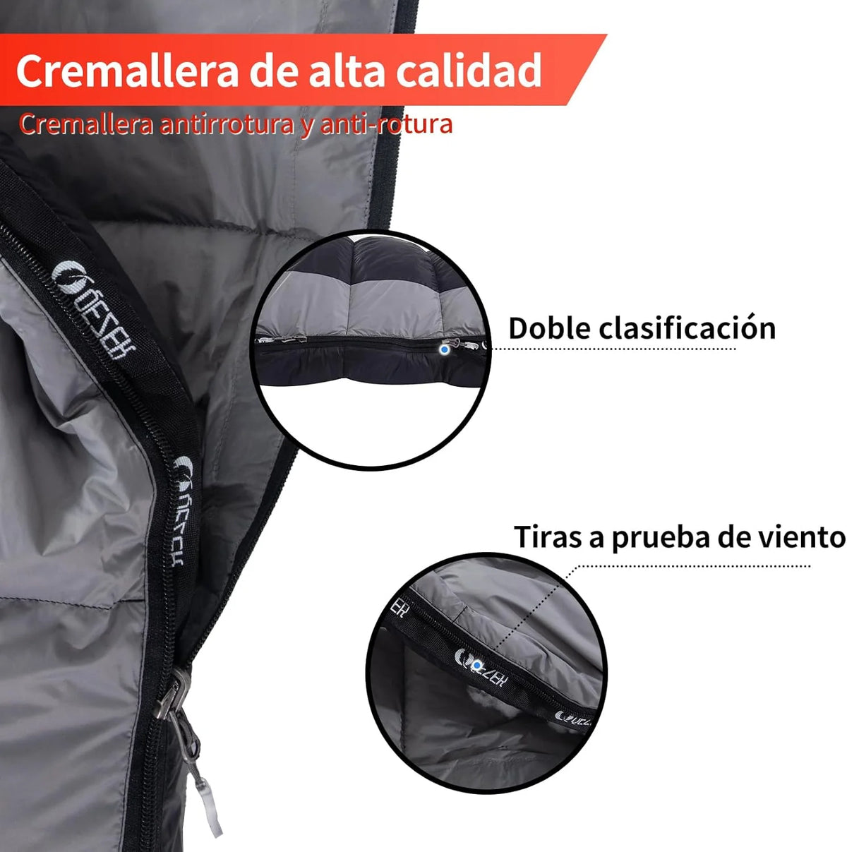QEZER Saco de Dormir Plumón 220 cm x 80 cm 8 ~ -3 ℃ Saco de Dormir 4 Estaciones Ultraligero Adultos y Niños,Sleeping Bag para Camping y Senderismo