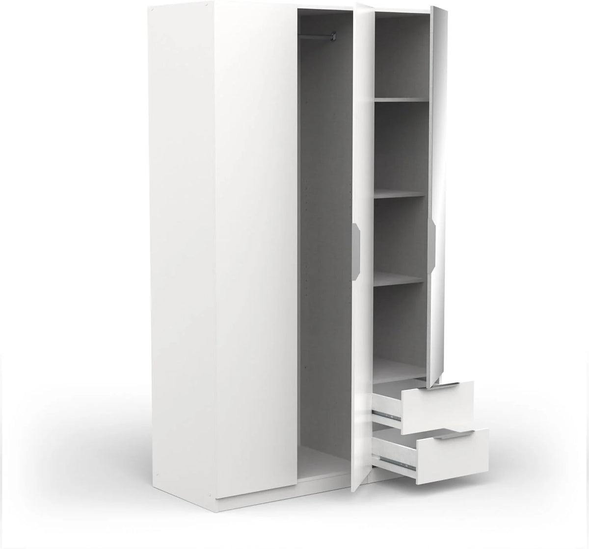 Armoire dressing blanc mat avec miroir 3 portes 120 x 50 x 200 cm