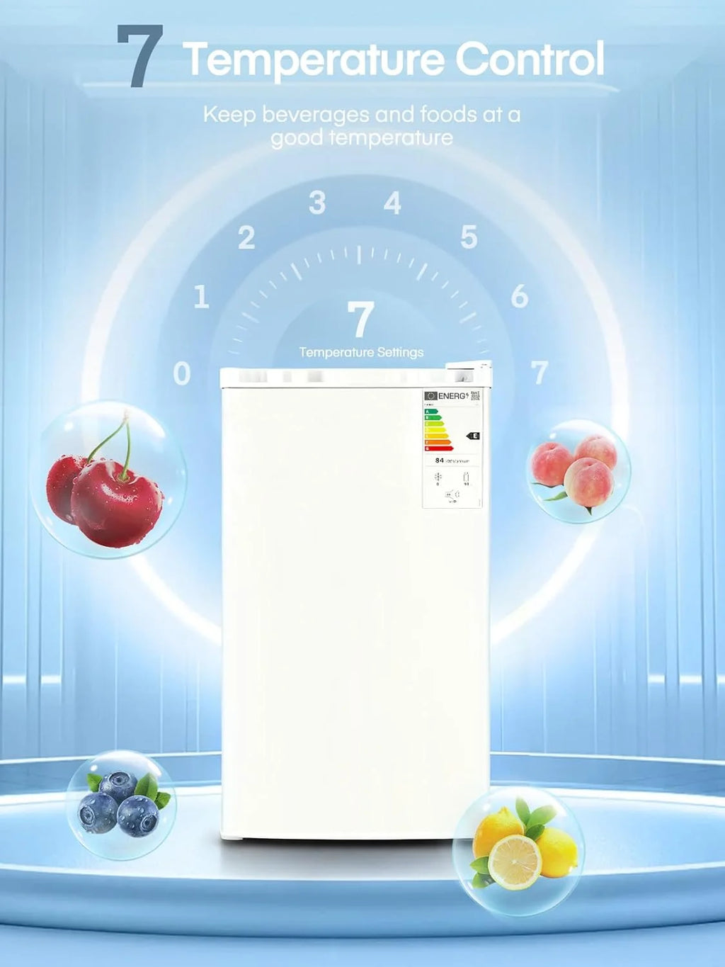 FOHERE Petit Frigo avec Congélateur de 91L, Réfrigérateur à une porte, Bac à Légumes, Thermostat Réglable, Silencieux, Petit Frigo de Bureau, Porte Réversible, Dortoir, Chambre, Blanc