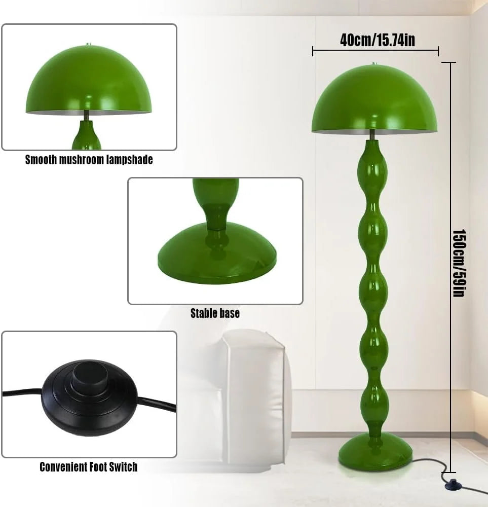 YESINTO Lampe Champignon Verte,Lampadaire Sur Pied Salon Vintage,Lampadaire Avec Douille E27,Lampe Sur Pied Pour Salon Chambre Bureau Chambre d'enfant Salle à Manger