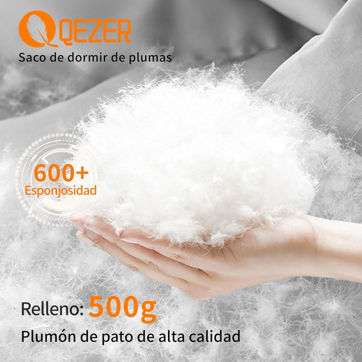 QEZER Saco de Dormir Plumón 220 cm x 80 cm 8 ~ -3 ℃ Saco de Dormir 4 Estaciones Ultraligero Adultos y Niños,Sleeping Bag para Camping y Senderismo