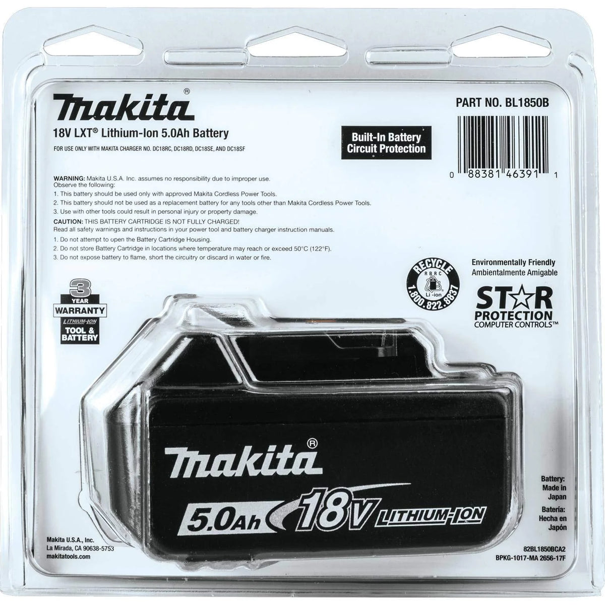 Makita BL1850B Batería de Ion de Litio 5.0Ah