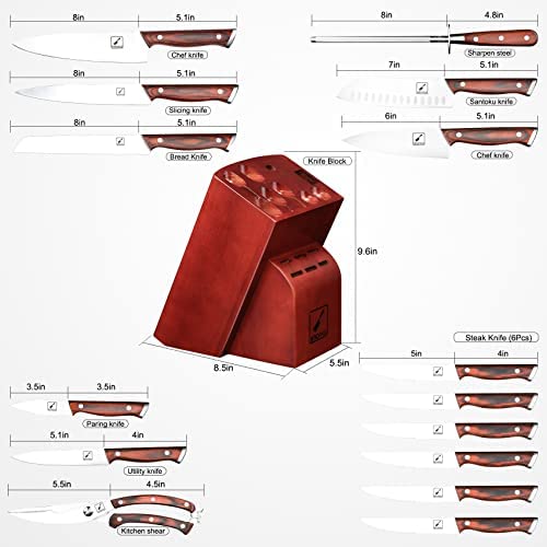 Juego de Cuchillos Japoneses, imarku Juego Profesional de Cuchillos de Cocina de 16 Piezas con Bloque, Juego de Cuchillos de Chef con Chaira, Acero Alemán de Alto Carbono