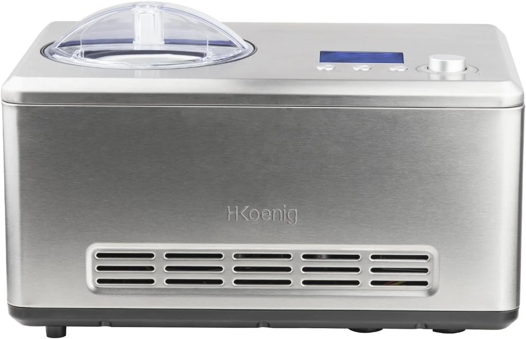 H.Koenig Sorbetière Turbine à Glace Professionnelle HF320, Machine à Glace Electrique 2L, 180 W, Réfrigérante & Maintien du Froid - Sorbet et Crème Glacée