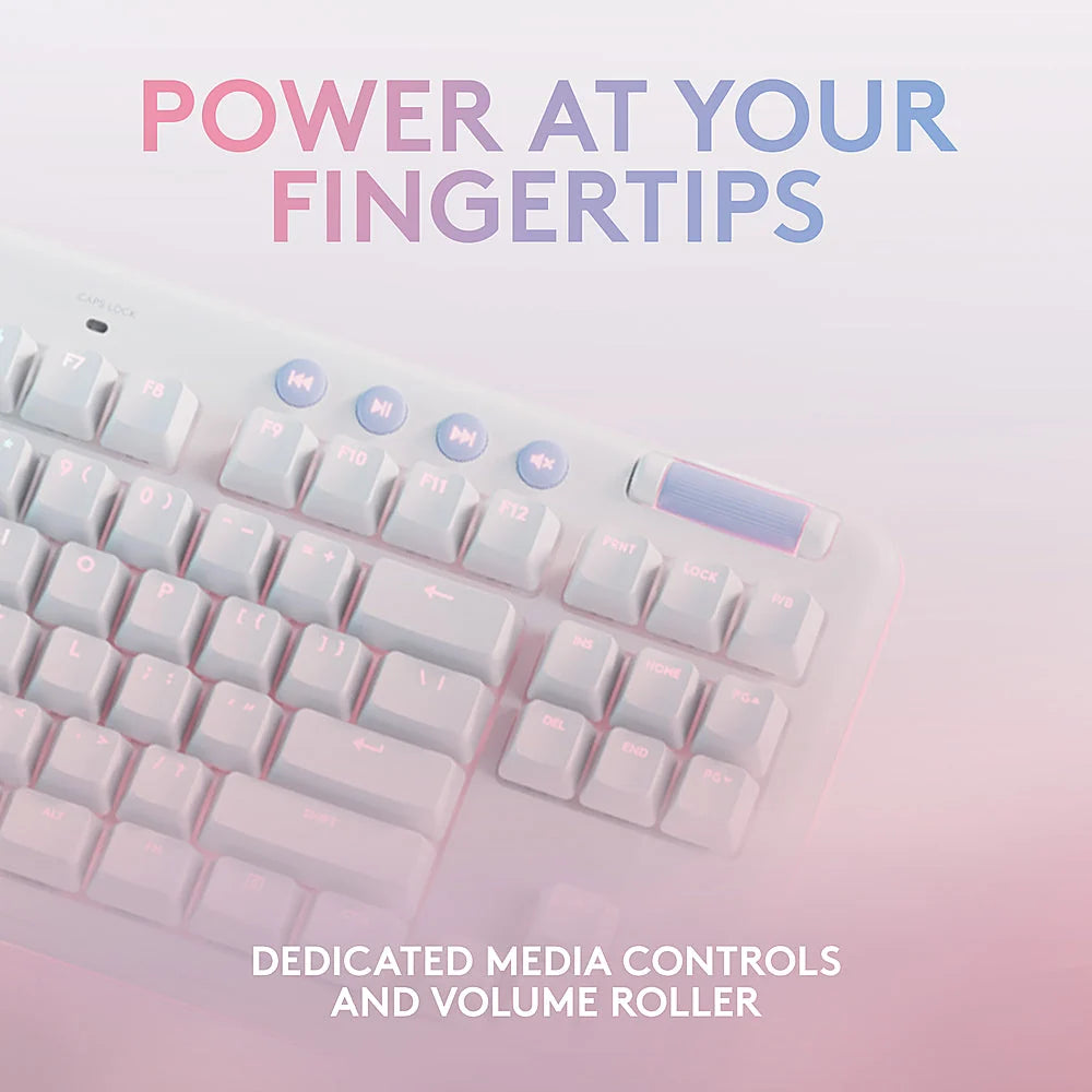 Logitech – Teclado Gaming Mecánico Cableado TKL G713 Aurora Collection con Interruptores Lineales para PC/Mac, con Reposa Palmas Incluido – Blanco Niebla