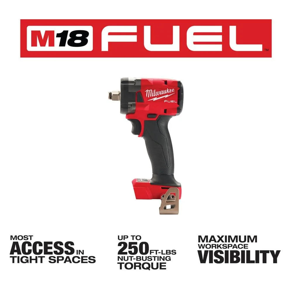 M18 FUEL GEN-3 Llave de impacto compacta inalámbrica de 18 V con motor sin escobillas y anillo de fricción de 1/2 pulgada (solo herramienta) 2855-20