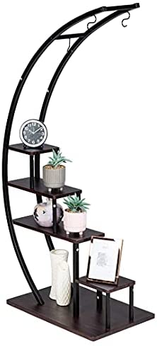 Soporte para Plantas de Metal Creativo con Forma de Media Luna, Estante Escalera para Macetas (Paquete de 2)