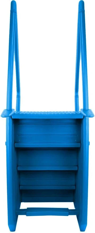 Escalones antideslizantes Aqua Select para piscinas elevadas | Azul | Para piscinas sobre tierra | Se pueden montar en terrazas de 48" a 54" de altura | Escalera de seguridad con capacidad hasta 250 lbs