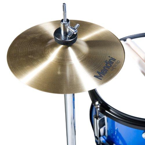 Set de Batería Mendini By Cecilio para Niños/Juveniles – 16 Pulgadas, 5 Piezas, Azul Metálico – Kit de Batería Inicial con Trono Ajustable, Platillo, Pedal y Baquetas – MJDS-5-BL