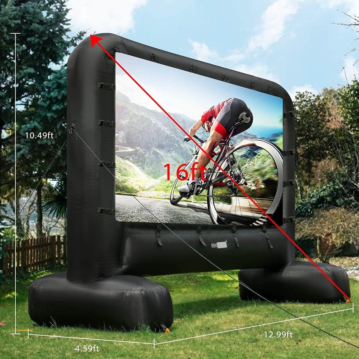 Pantalla de Cine Inflable Mega de 14-17 Pies para Proyección Frontal y Trasera