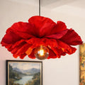 Pantalla de lámpara de papel crepé rojo amapola, lámpara de techo colgante floral