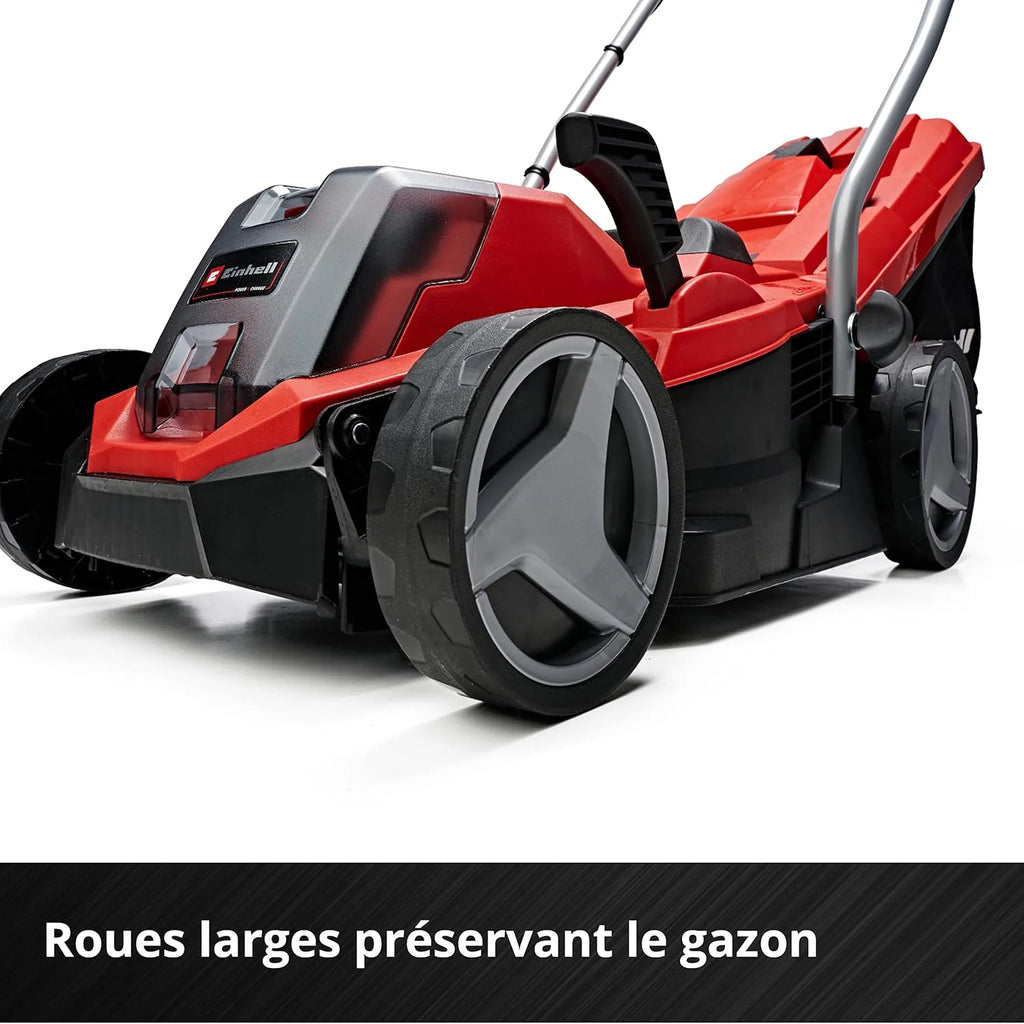 Einhell Tondeuse à gazon sans fil GE-CM 18/33 Li Kit Power X-Change (18V, Largeur de Coupe 33cm, Surface conseillée 200 m²) Livré avec Batterie 4,0 Ah et Chargeur