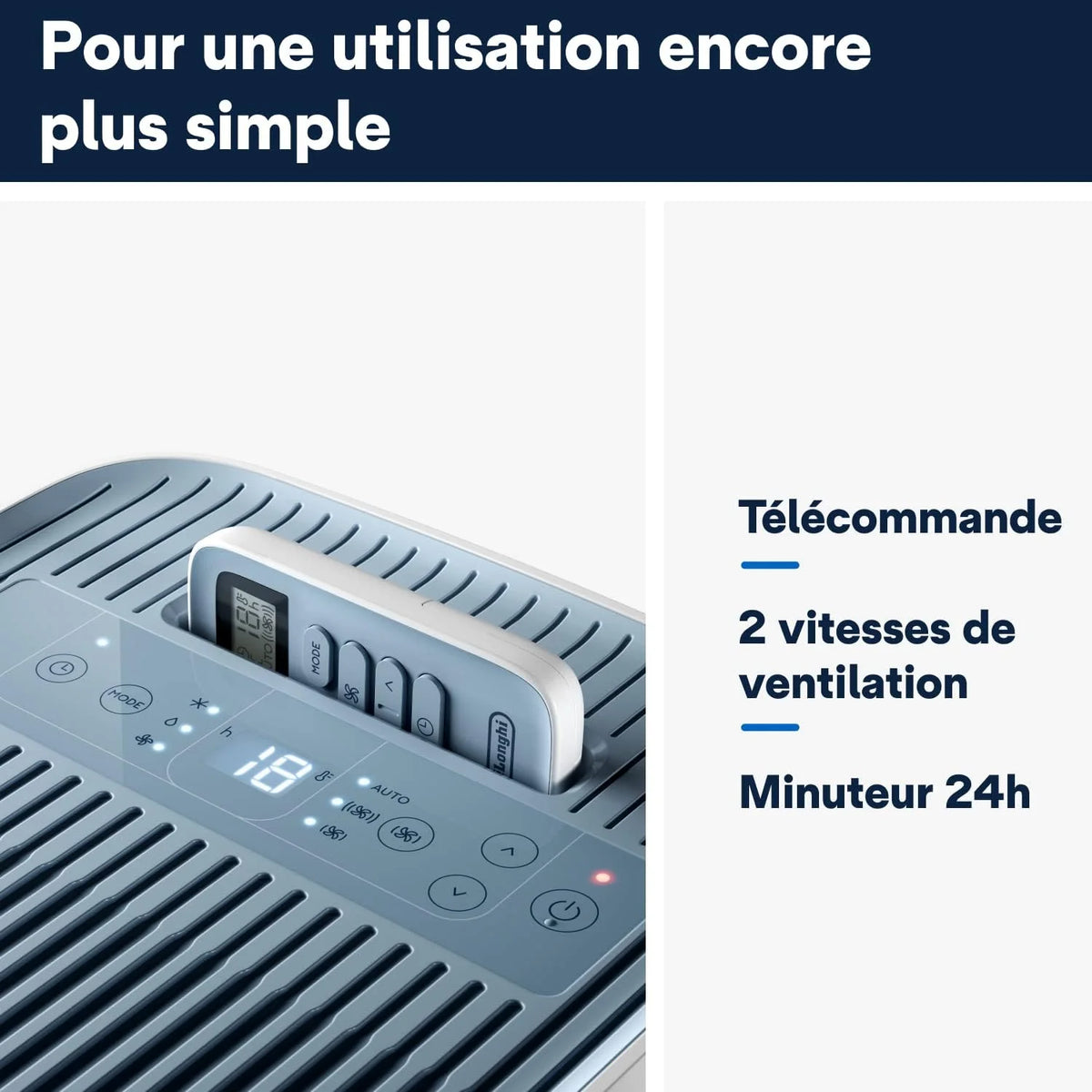De'Longhi Pinguino Compact ES72 YOUNG, Modèle 2022, Climatiseur Mobile Silencieux, 8.300 BTU/h, 2,1 kW, 60m3, Gaz R290, Fonction Déshumidificateur, 24 Heures Timer, Classe Énergétique A, Blanc