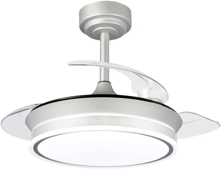 wonderlamp – Ventilador de Techo con Luz LED Pearl Mini, Aspas Retráctiles, Motor DC Muy Silencioso, 3 Temperaturas de Color Regulables, 46W, Blanco