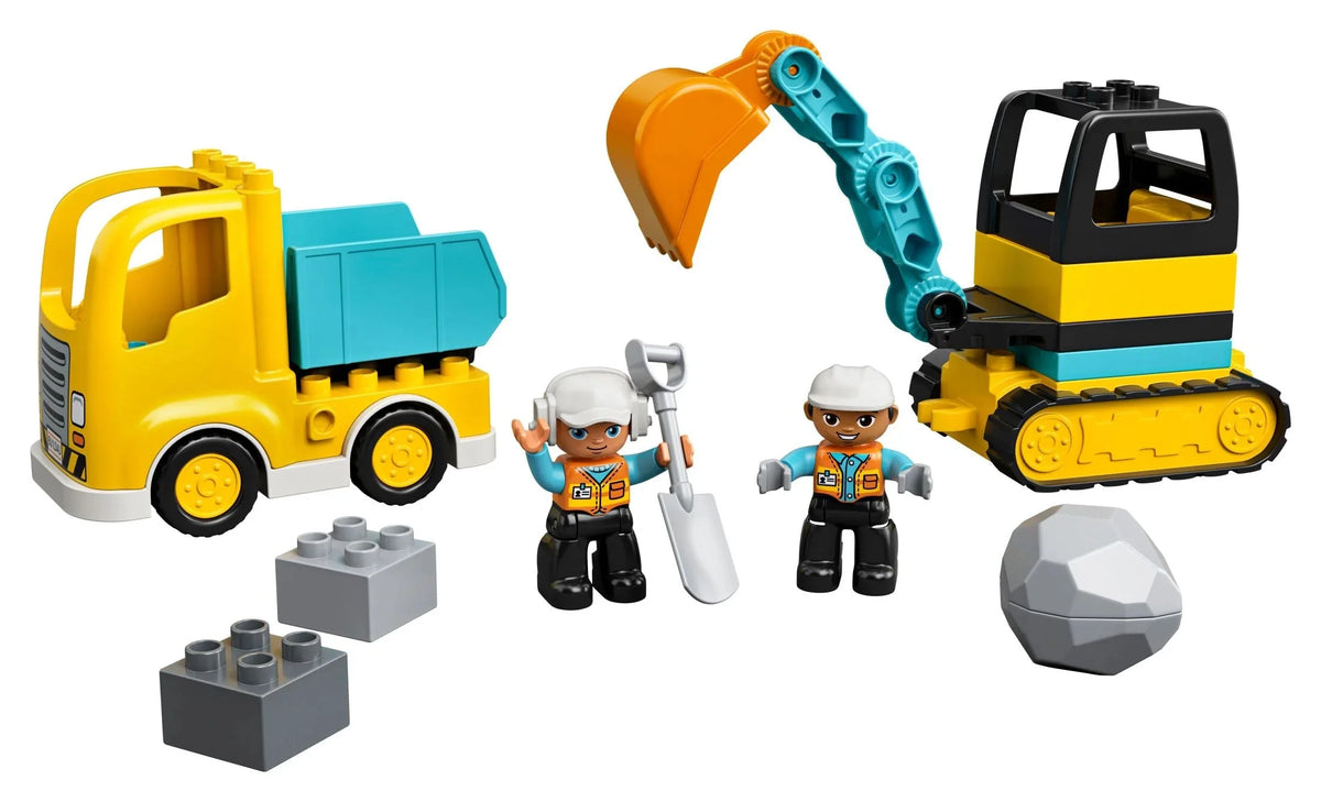 LEGO DUPLO Ciudad Camión y Excavadora de Orugas Vehículo de Construcción 10931, Juguete para Niños y Niñas de 2 a 4 Años, Desarrollo de Habilidades Motoras Finas